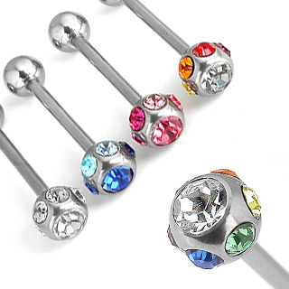 Piercing langue multiples cristaux