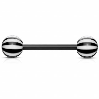 Piercing langue Noir tige flex  boules style sucette
