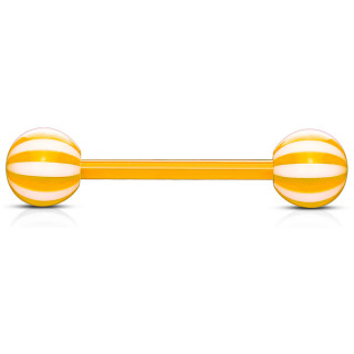 Piercing langue Orange tige flex  boules style sucette