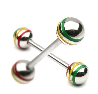 Piercing langue Rasta Jamaican Stripe Ball