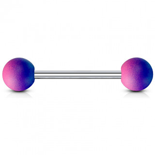 Piercing langue  revtement en caoutchouc - bleu et rose