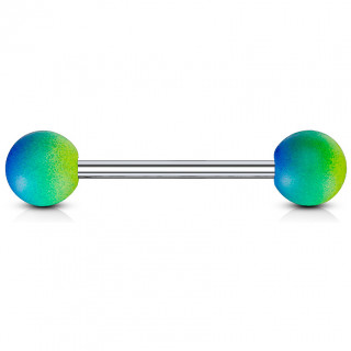 Piercing langue  revtement en caoutchouc - bleu, vert et jaune