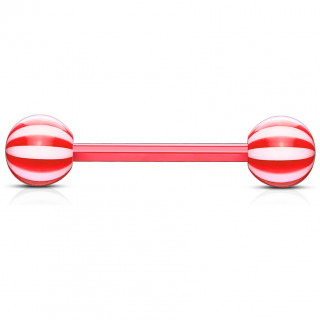 Piercing langue Rouge tige flex � boules style sucette