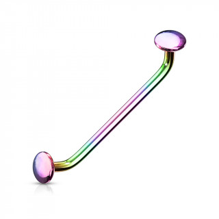 Piercing langue snake eyes arc en ciel à disques plats à 45 degrès