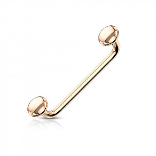 Piercing langue snake eyes cuivré à disques - angle à 90 degrés