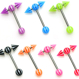 Piercing langue "T" aux coloris aciduls
