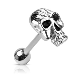 Piercing langue t�te de mort aux yeux noirs