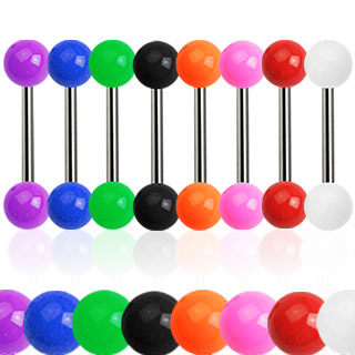 Piercing langue titane G23  boules acrylique colores