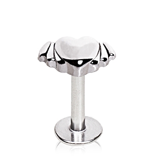 Piercing lvre labret avec embout coeur ail  filetage interne