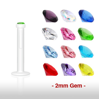 Piercing lèvre labret bioflex blanc serti
