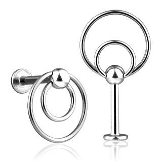 Piercing lvre labret boule et double anneau