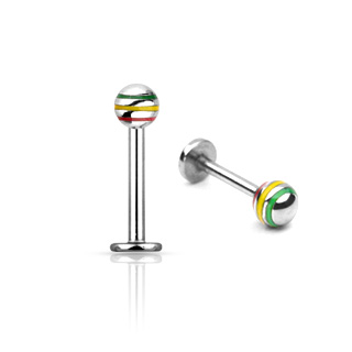 Piercing lvre labret boule striures Jamaque Rasta