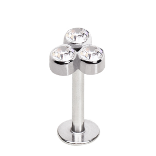 Piercing lvre labret en acier  triade de strass