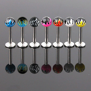 Piercing l�vre Labret imprim� flamme