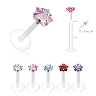 Piercing l�vre Labret/Monroe Bio-Flex serti d'une �toile