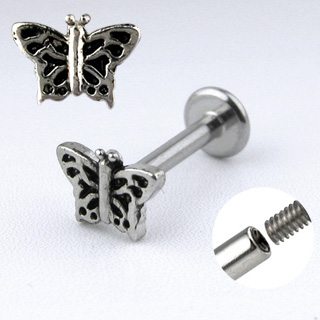 Piercing lèvre labret papillon