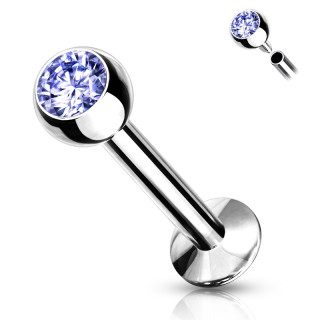 Piercing lvre / labret serti  filetage interne - Violet Tanzanite