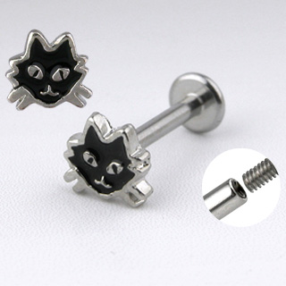 Piercing lvre labret tte de chat noir