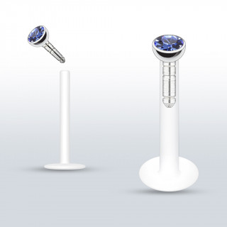 Piercing lvre PTFE flex  gemme bleue clair