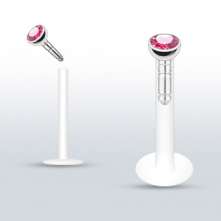 Piercing lvre PTFE flex  gemme rose