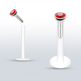 Piercing lèvre PTFE flex à gemme rouge