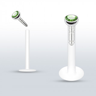 Piercing lvre PTFE flex  gemme verte