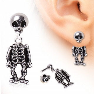 Piercing lobe oreille en forme de squelette  tte articule