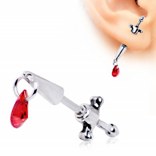 Piercing lobe oreille en forme d'pe style faux carteur