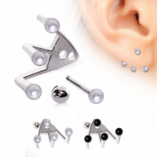 Piercing lobe oreille trident  perles