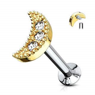 Piercing lune dore pave de strass (lvre, cartilage)