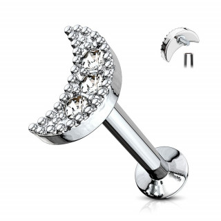 Piercing lune pave de strass (lvre, cartilage)