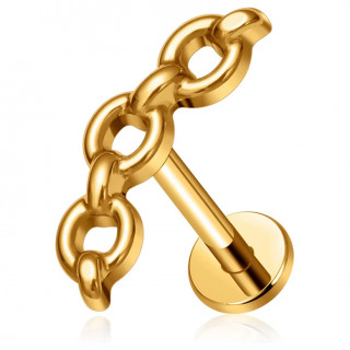 Piercing maillons rigides en Titane dor� pour l�vre et oreille (� filetage interne)