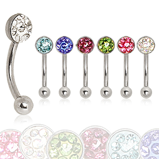 Piercing micro banane acier pav de strass