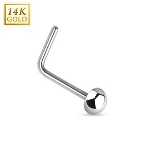 Piercing nez  dme en or blanc 14 carats  tige en "L"