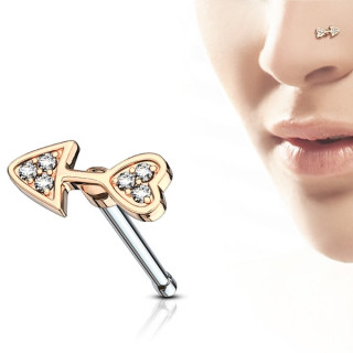 Piercing nez  flche cuivre pave de strass