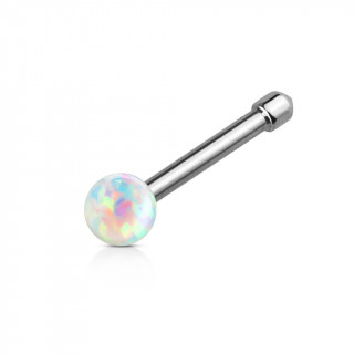 Piercing nez acier  Opale synthtique blanche