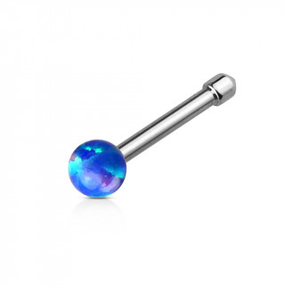 Piercing nez acier  Opale synthtique bleue