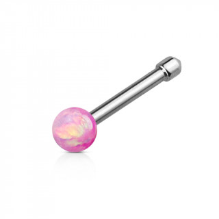 Piercing nez acier  Opale synthtique rose