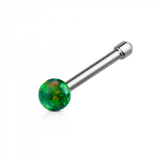 Piercing nez acier  Opale synthtique verte