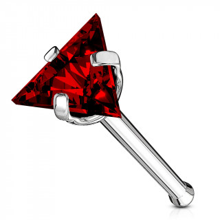 Piercing nez acier à triangle de zirconium rouge