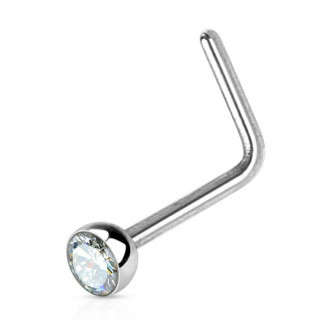 Piercing nez acier en "L"  strass clair