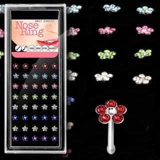 piercing nez acier fleur pave de pierres