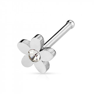 Piercing nez acier petite fleur  cristal clair