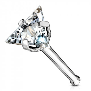 Piercing nez acier  triangle de zirconium clair