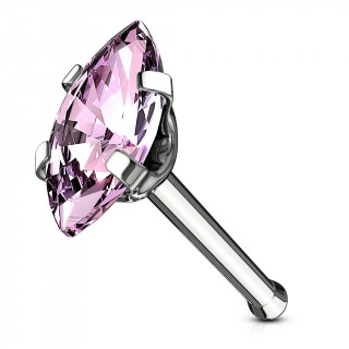 Piercing nez acier  zirconium taill en marquise - Rose