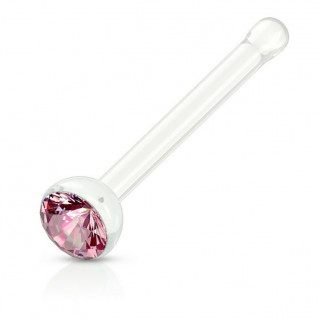 Piercing nez acrylique à strass rose