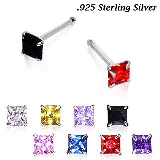 Piercing nez argent 925  strass carr