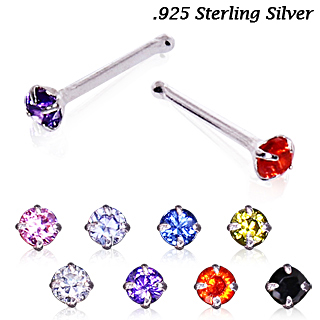 Piercing nez argent 925  strass rond