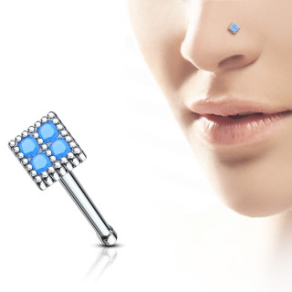 Piercing nez  carr serti de pierres bleues