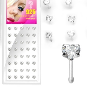 piercing nez coeur clair en argent